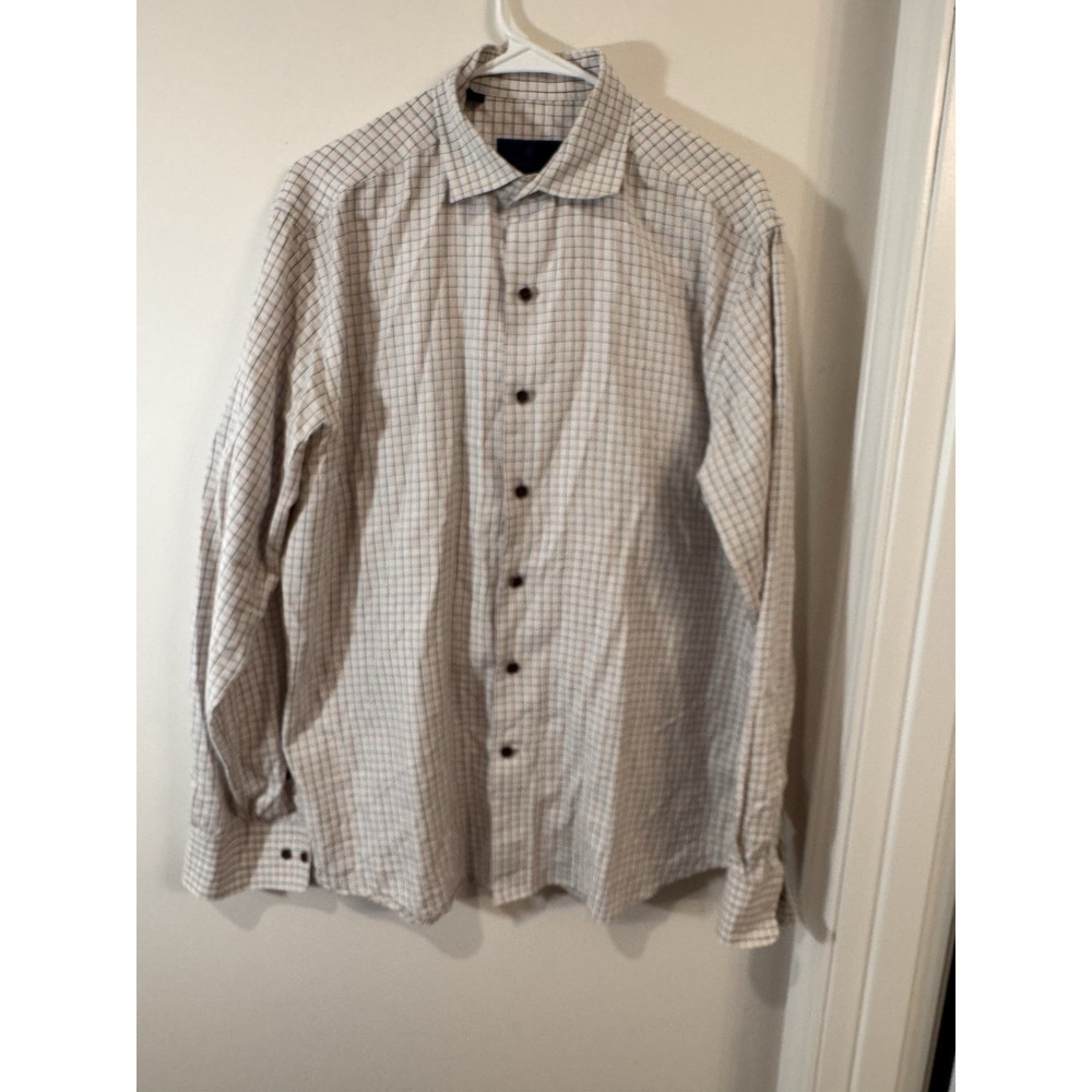 david donahue fusion Checkered long sleeve shirt size 17 L/XL